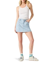 Steve Madden Cheri Denim Frayed Hem Mini Skirt
