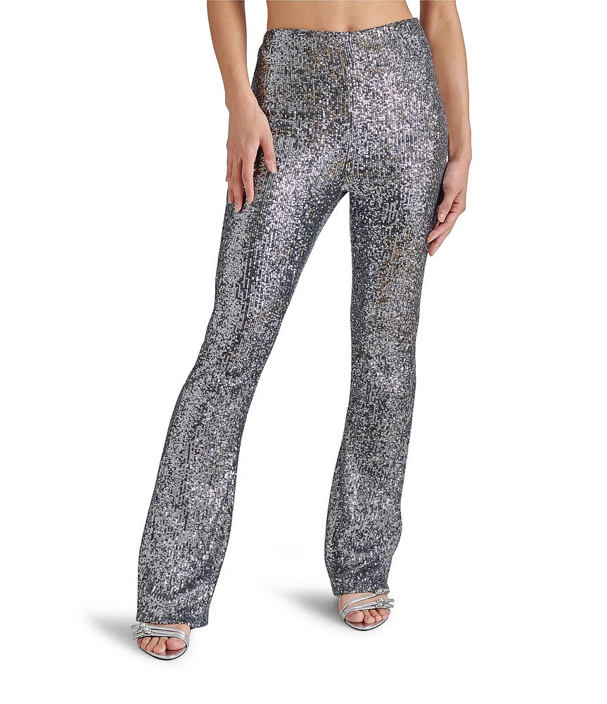 Steve Madden Citrine Stretch Sequin Flare Leg Legging Pants