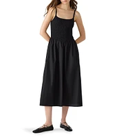 Steve Madden Codie Square Neck Smocked Midi Dress