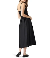 Steve Madden Codie Square Neck Smocked Midi Dress