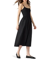 Steve Madden Codie Square Neck Smocked Midi Dress