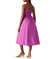 Steve Madden Codie Square Neck Smocked Midi Dress