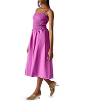 Steve Madden Codie Square Neck Smocked Midi Dress