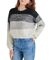 Steve Madden Colette Knit Ombre Stripe Crew Neck Long Sleeve Sweater