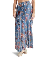 Steve Madden Coppola Chiffon Floral Print Pleated Maxi Skirt