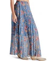 Steve Madden Coppola Chiffon Floral Print Pleated Maxi Skirt