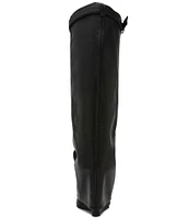 Steve Madden Corenne Leather Foldover Buckle Strap Tall Wedge Boots