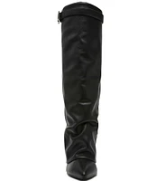 Steve Madden Corenne Leather Foldover Buckle Strap Tall Wedge Boots