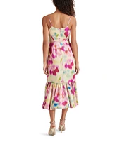 Steve Madden Danni Woven Floral Print Square Neck Sleeveless Fit and Flare Midi Dress