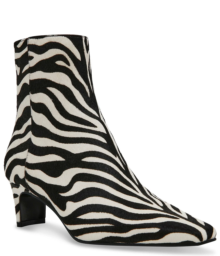 Steve Madden Delvie-A Zebra Print Haircalf Kitten Heel Ankle Booties