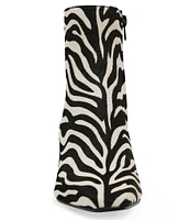 Steve Madden Delvie-A Zebra Print Haircalf Kitten Heel Ankle Booties