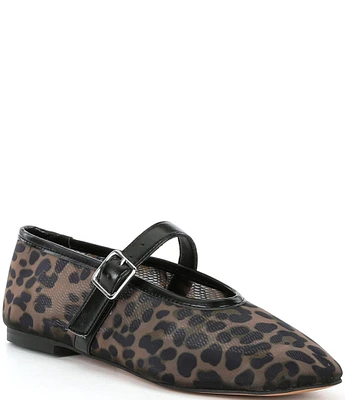 Steve Madden Dreaming Leopard Mesh Mary Jane Ballet Flats