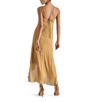 Steve Madden Elana Satin Sweetheart Neck Sleeveless Tulip Ruffle Slip Dress