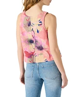 Steve Madden Elia Denim Floral V-Neck Sleeveless Top