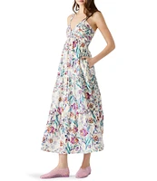 Steve Madden Eliora V-Neck Sleeveless Tiered Poplin Maxi Dress