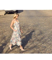 Steve Madden Eliora V-Neck Sleeveless Tiered Poplin Maxi Dress