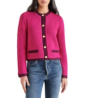 Steve Madden Fantino Crew Neckline Long Sleeve Button Front Cardigan