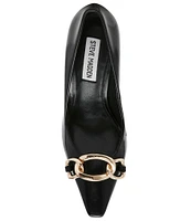 Steve Madden Fazzio Leather Gold Chain Detail Dress Pumps