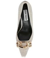 Steve Madden Fazzio Snake Print Leather Gold Chain Detail Dress Pumps