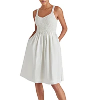 Steve Madden Fleur Poplin Sweetheart Neck Sleeveless Smocked Dress