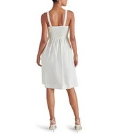 Steve Madden Fleur Poplin Sweetheart Neck Sleeveless Smocked Dress