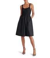 Steve Madden Fleur Poplin Sweetheart Neck Sleeveless Smocked Dress