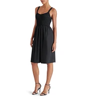 Steve Madden Fleur Poplin Sweetheart Neck Sleeveless Smocked Dress