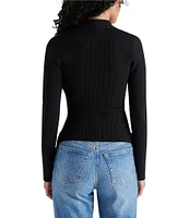 Steve Madden Francesco Rib Knit V-Neck Long Sleeve Front Twist Sweater