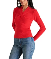 Steve Madden Francesco Rib Knit V-Neck Long Sleeve Front Twist Sweater