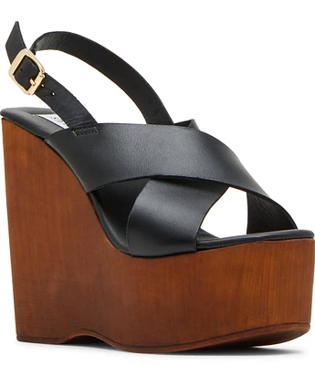 Steve Madden Galaxy Leather Platform Wedge Sandals