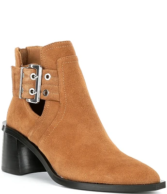 Steve Madden Gatewood Suede Buckle Detail Pointed Toe Booties