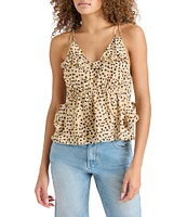 Steve Madden Georgette Leopard Print V-Neck Sleeveless Mina Top