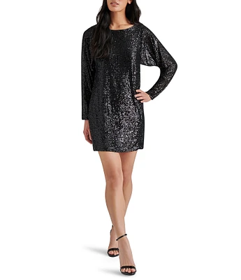 Steve Madden Ginger Sequin Boat Neck Long Sleeve Dress