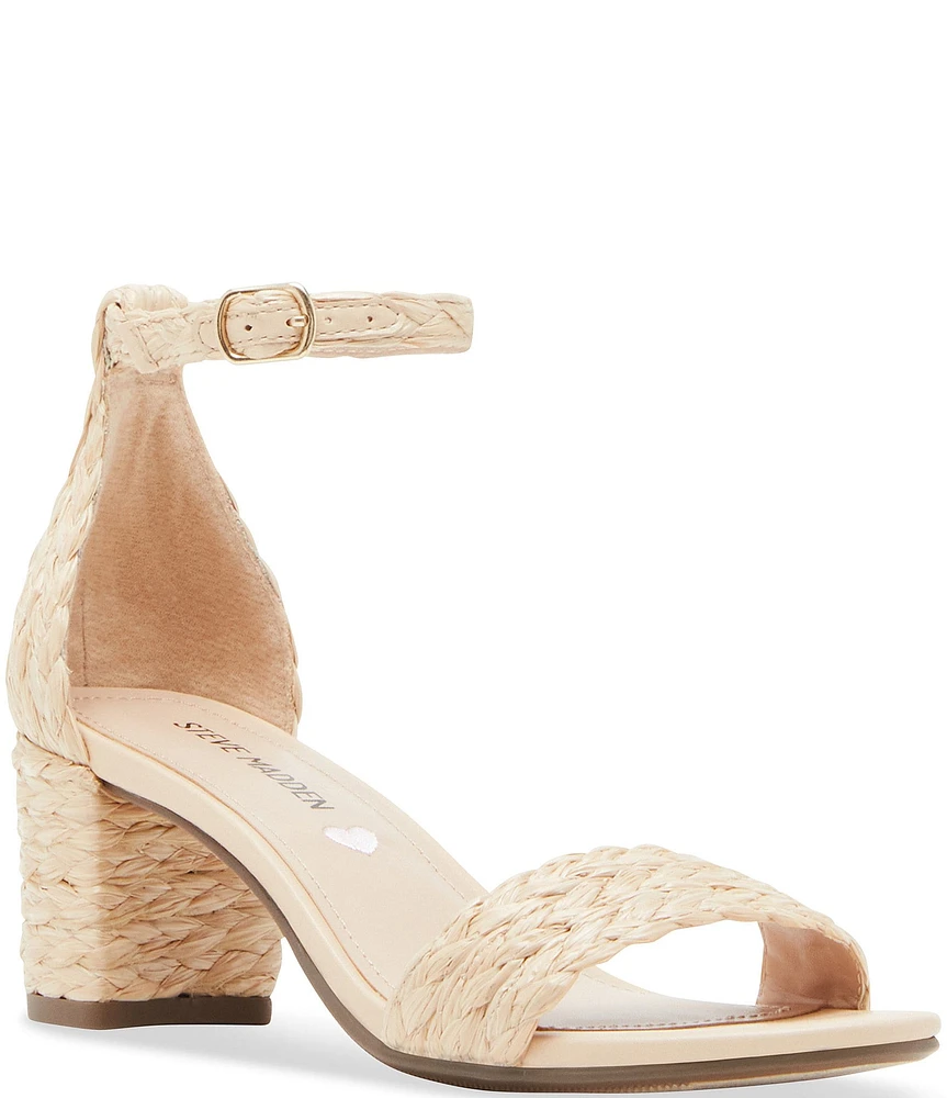 Steve Madden Girls' J-Carrson Tween Raffia Block Heel Dress Sandals (Youth)