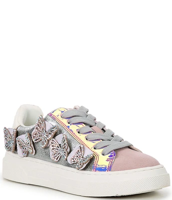 Steve Madden Girls' J-Flori Glitter Fabric Rhinestone Butterfly Sneakers (Youth)