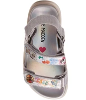 Steve Madden Girls' T-Mona Sticker Embellished Iridescent Sandals (Toddler)