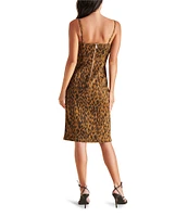 Steve Madden Giselle Stretch Denim Leopard Scoop Neck Sleeveless Dress