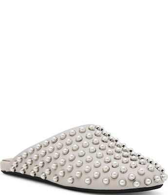 Steve Madden Glimmer Pearl Studded Flat Mules