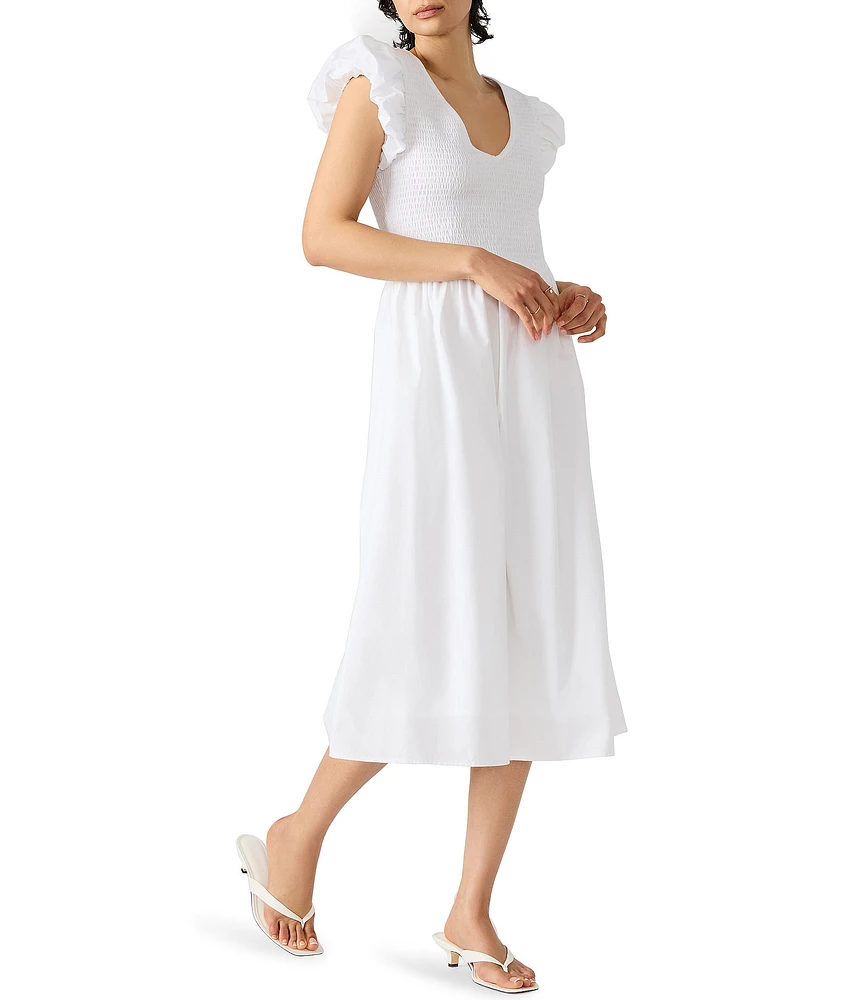 Steve Madden Gray V-Neck Cap Sleeve Midi Dress