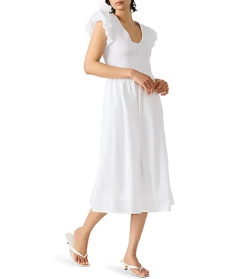 Steve Madden Gray V-Neck Cap Sleeve Midi Dress