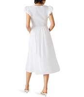 Steve Madden Gray V-Neck Cap Sleeve Midi Dress