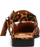 Steve Madden Graya-L Leopard Print Haircalf Oversized Buckle Slingback Flats