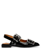 Steve Madden Graya Patent Oversized Buckle Slingback Flats