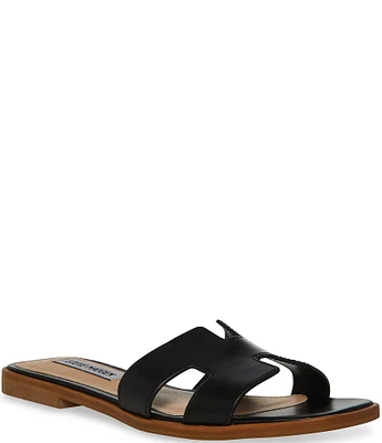 Steve Madden Hadyn Leather Flat Slide Sandals