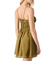 Steve Madden Heather Square Neck Smocked Sleeveless Mini Dress
