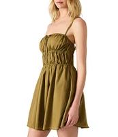 Steve Madden Heather Square Neck Smocked Sleeveless Mini Dress