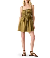 Steve Madden Heather Square Neck Smocked Sleeveless Mini Dress