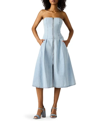 Steve Madden Isla Strapless Denim Midi Dress