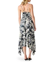 Steve Madden Jackie Printed Sweetheart Sleeveless Tie Strap Midi Dress