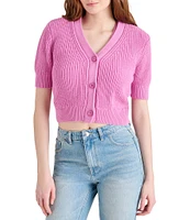 Steve Madden Janae Knit V-Neck Long Sleeve Cropped Cardigan